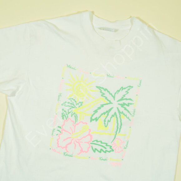 Vintage Hawaii Graphic T Shirt Mens XL White Single Stitch 90s - Picture 1 of 5
